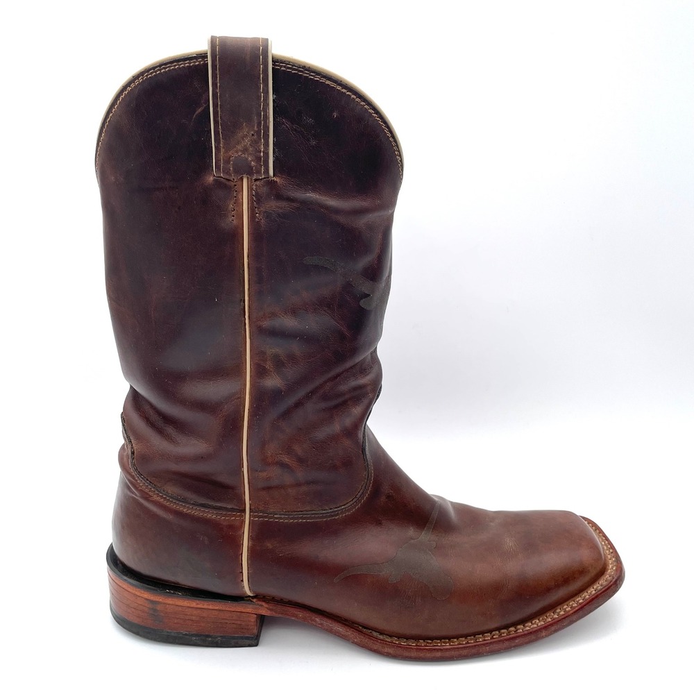 Nocona Western Boots Leather Mens 9.5 EE Brown Good Longhorn MDUT12 Cowboy